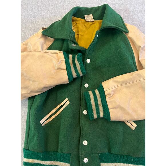 Award Jacket by Kaye Bros Varsity Jacket Men's Medium Green Wool Vintage Read - Picture 4 of 11